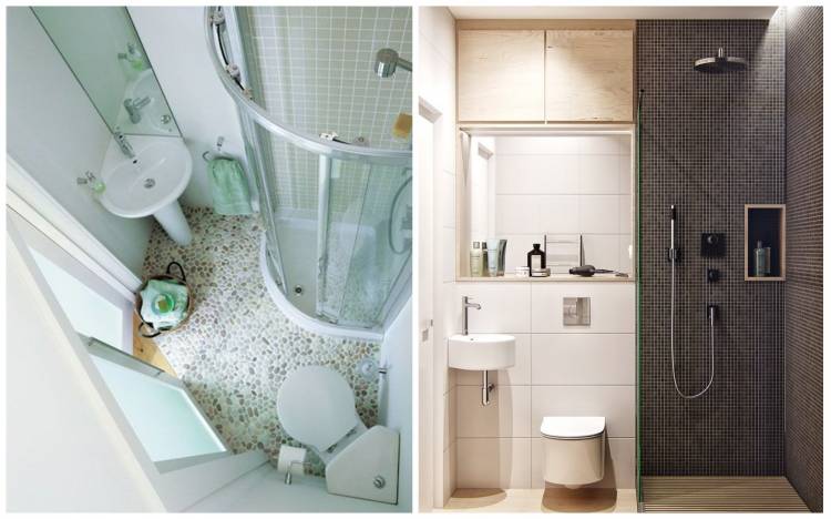Дизайн интерьера маленькой ванной комнаты с душевой кабиной