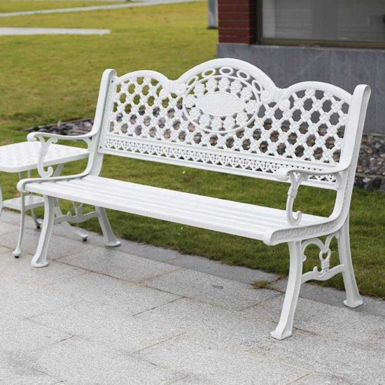 Садовая уличная скамейка из литого алюминия Поло(Polo), кованый стиль, белая в Москв