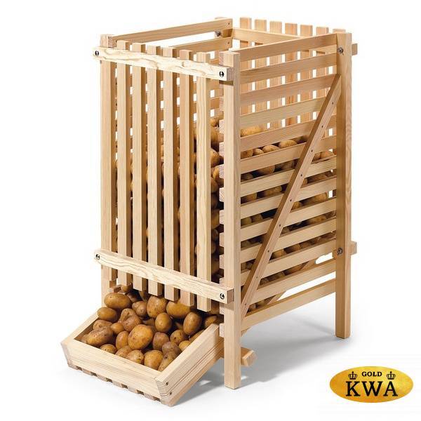 стеллаж деревянный с накопителем для хранения картофеля