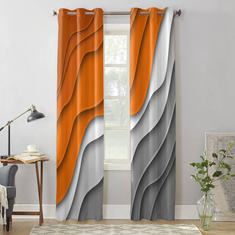 Оранжевый серый градиент геометрические абстрактные оконные шторы для гостиной спальни оконные шторы для кухни
