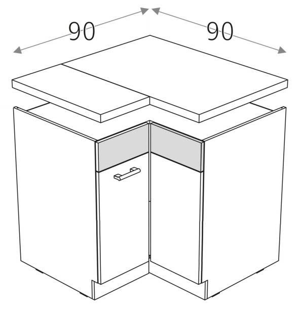 Размеры углового кухонного шкафа для гарнитур