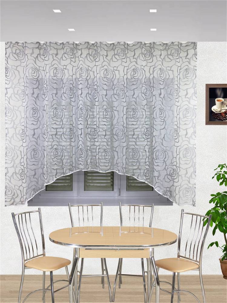 Комплект штор для кухни Арка-Хлоя серебряный Текстиль