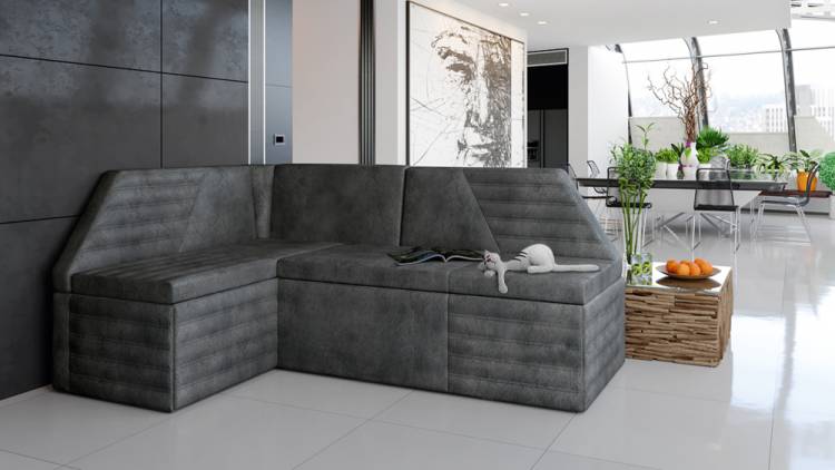 Кухонный угловой диван со спальным местом Лондон, Серый {