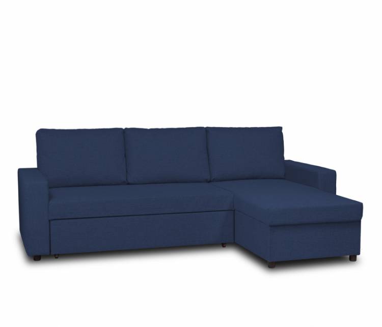 Угловой диван-кровать Турин, рогожка (Синий) со скидкой