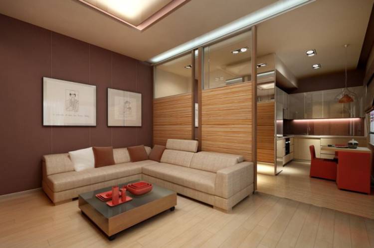 Дизайн интерьера однокомнатной квартиры с перегородкой фот