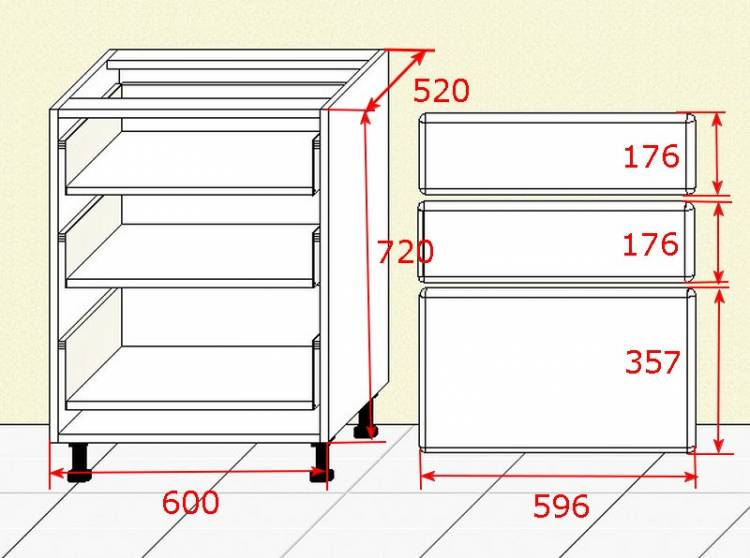 Легко ли сделать кухонную тумбу с тремя выдвижными ящиками на метабоксах