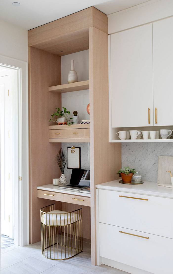 Дизайн Примера домашних офисов на кухне, которые экономят много мест