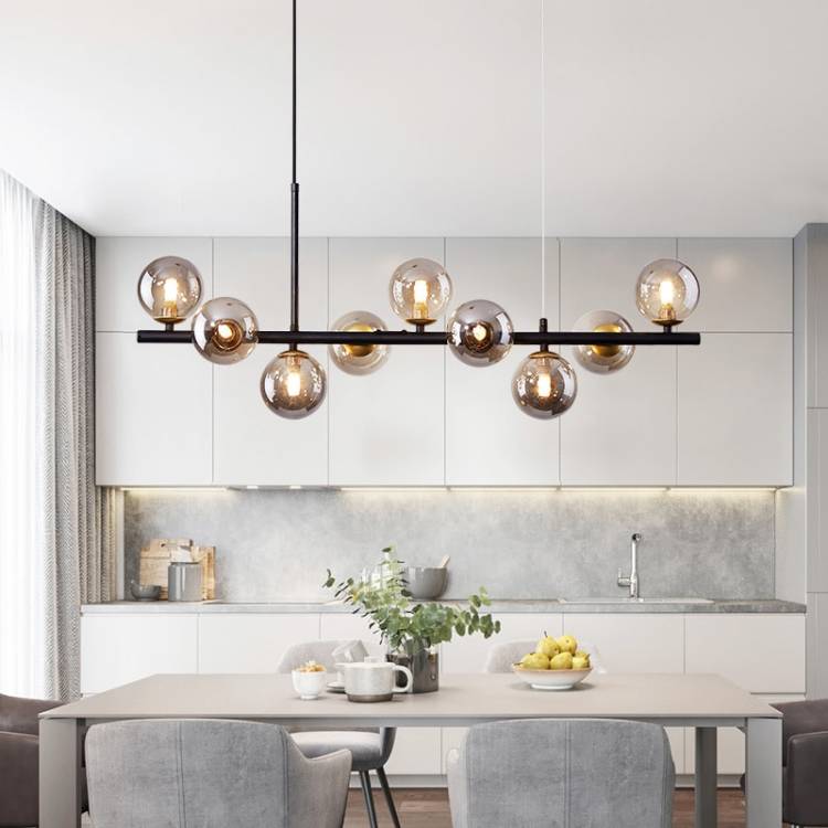 Светодиодная люстра в скандинавском стиле для кухни, гостиной, столовой, современный подвесной светильник со стеклянным шаром, дизайн внутреннего освещения
