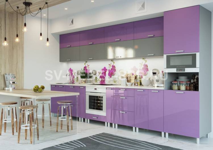 Модульная кухня Модерн Фиолетовый от официального дилера фабрики SV-мебель в Санкт-Петербург