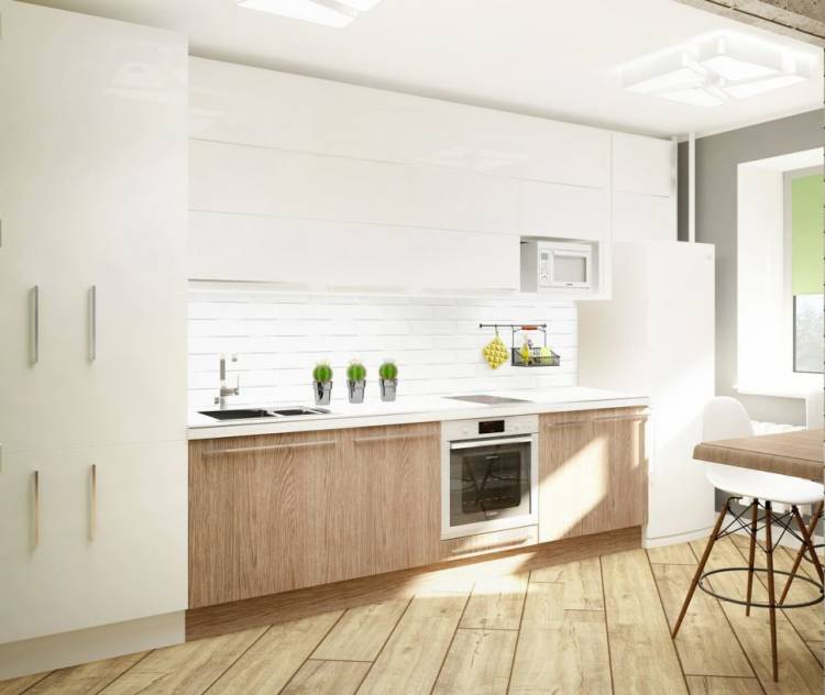 Бело-деревянная кухня
