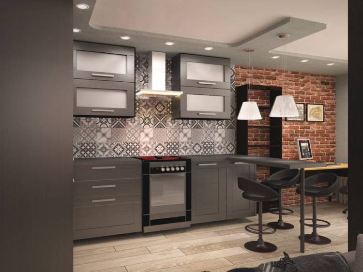Дизайн кухни гостиной в стиле лофт: 86+ идей дизайна