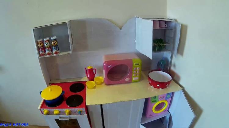 Детская кухня из картонных коробок своими руками