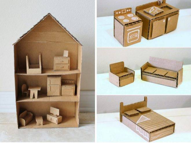 Кукольная мебель из картона, мебель для барби своими руками из подручных материалов быстро и легк