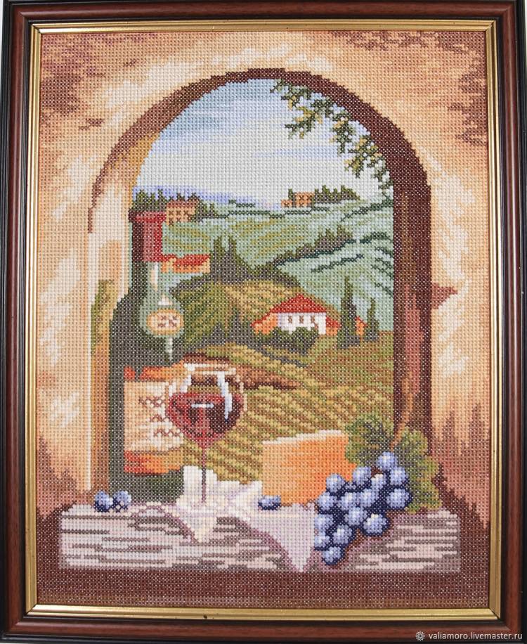Ручная вышивка крестом картина Окно в Тоскану в интернет