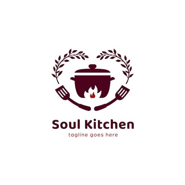 Горячий горшок душа еда душа кухня логотип с любовной рамкой прекрасная домашняя еда кухня ресторан логотип значок шабл