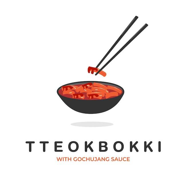 Корейская еда tteokbokki illustration logo