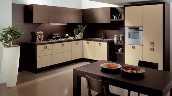 Шоколадный цвет в интерьере кухни