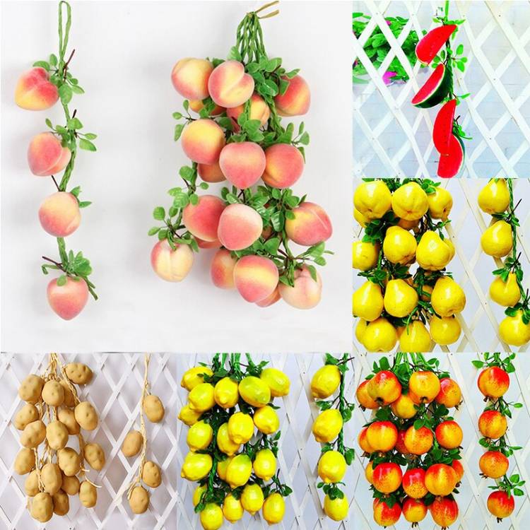 Искусственная имитация фруктов зеленая нить для овощей Шпажки для дома настенное украшение для ресторана стены кухни реквизит для фотосъемки