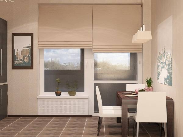 Дизайн штор для кухни с балконной дверью