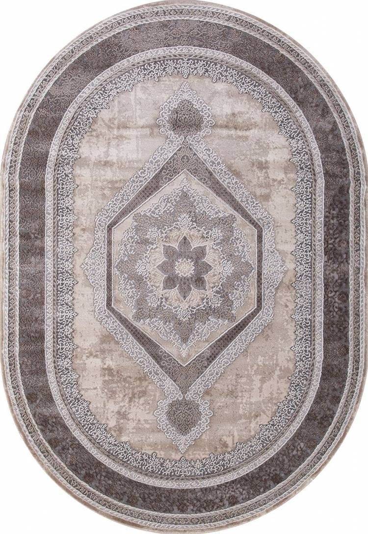 Турецкий коричневый и серый ковер из синтетики «Armina» (овальный)