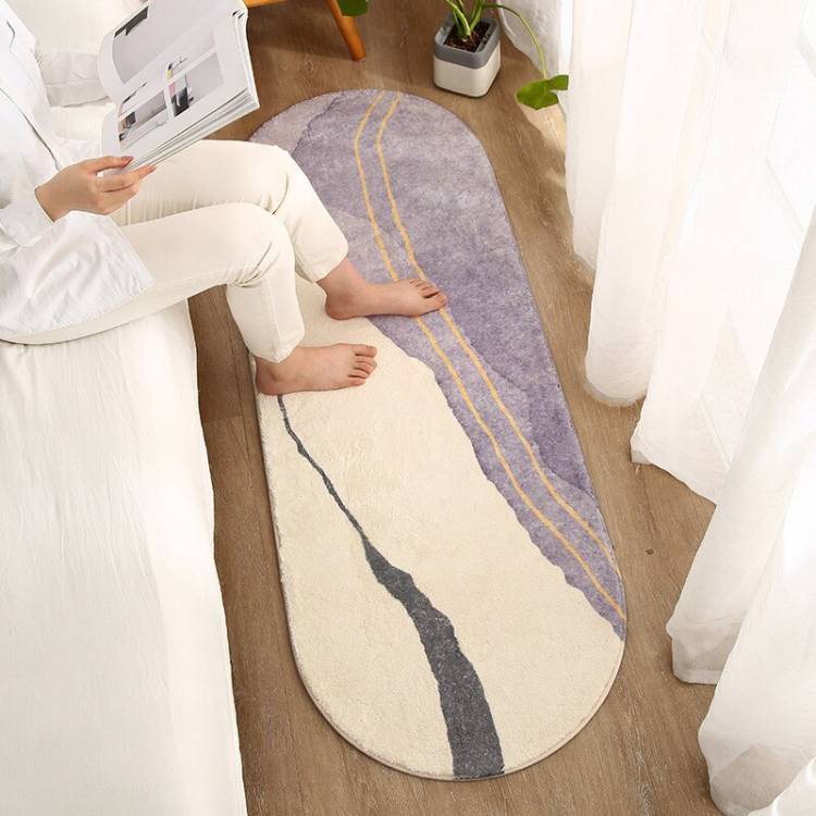 Скандинавский Овальный ковер, прикроватный коврик, нескользящий напольный коврик в стиле Моранди, ковры для гостиной, плюшевые коврики, впитывающие коврики для входной двери, коври
