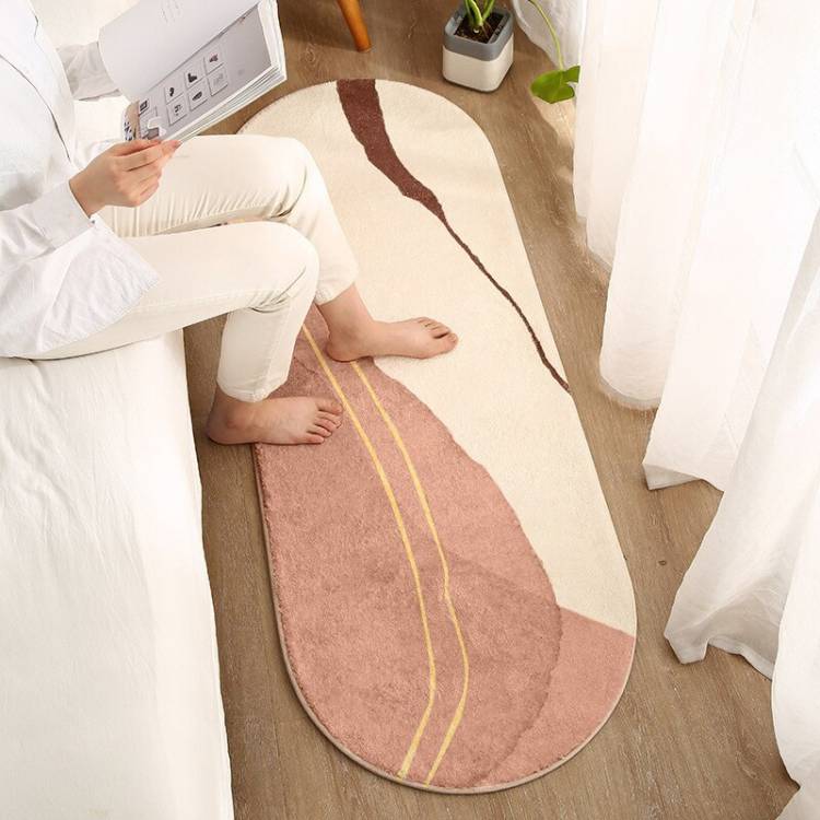 Скандинавский ковер, Овальный прикроватный коврик, нескользящий напольный коврик для гостиной, коврик в стиле Моранди, плюшевые коврики, впитывающий входной коври