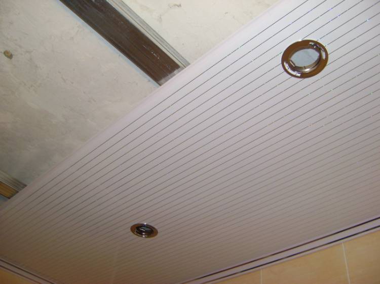 Потолок из пластиковых панелей на кух