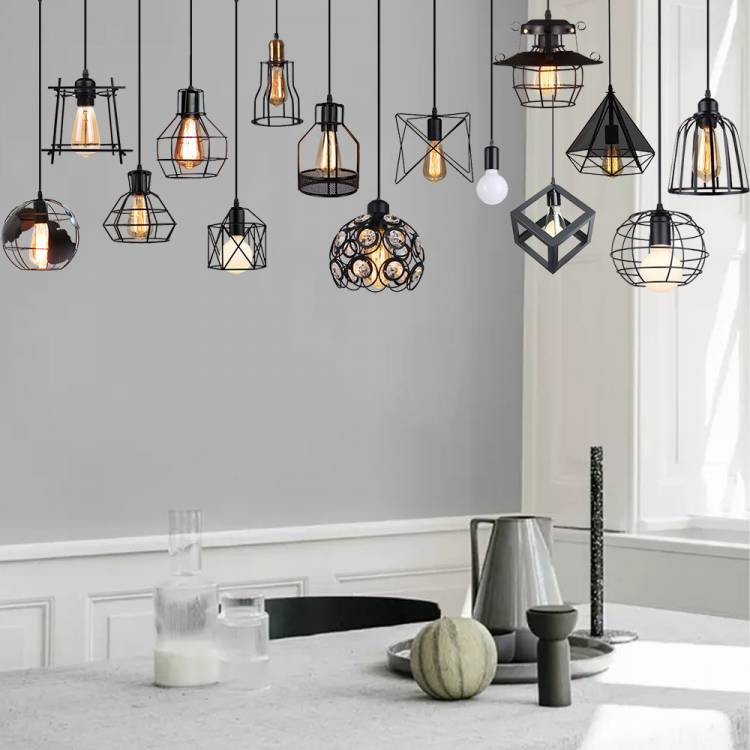 Современные подвесные светильники в скандинавском стиле, черные железные подвесные лампы в стиле ретро, лофт, клетка, американские промышленные металлические лампы для коридора, кухни, бар