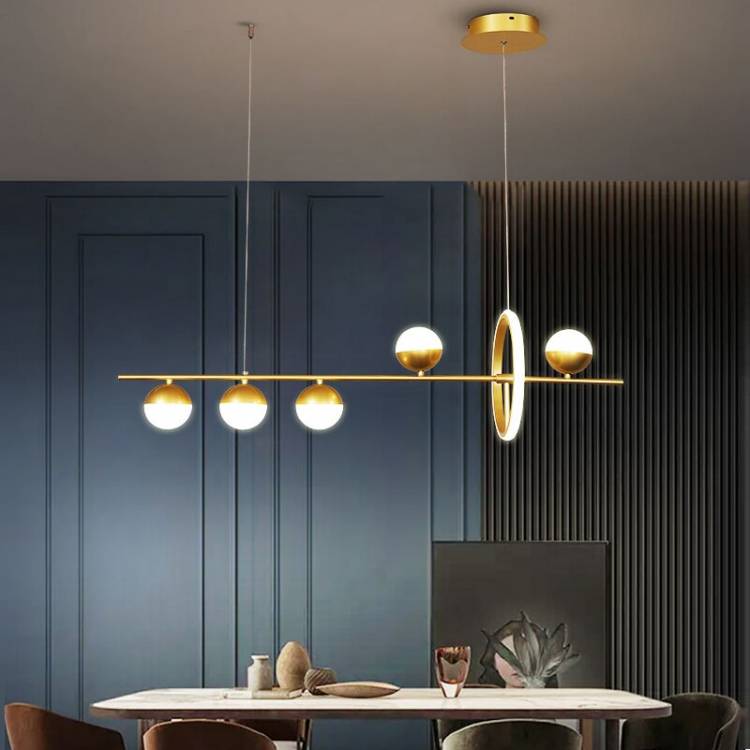 Скандинавский светодиодный подвесной светильник для столовой, украшение для кухни, длинный креативный Золотой светильник для стола, современные офисные подвесные лампы в стиле лофт