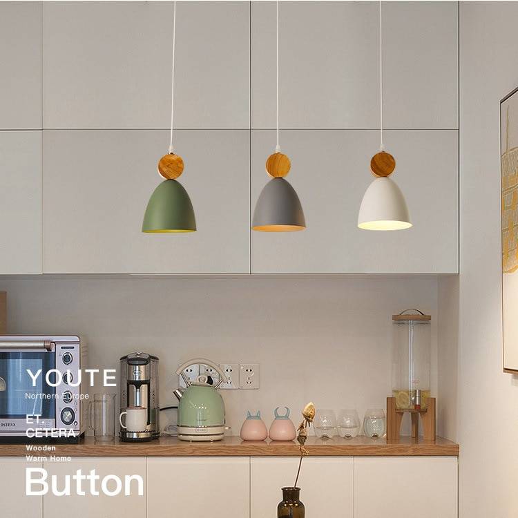 Деревянный подвесной светильник в скандинавском стиле, современные металлические висячие лампы, освещение для кухни, столовой, спальни, прикроватный подвесной светильни