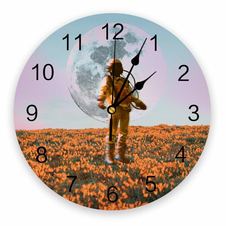 Круглые Настенные часы с изображением цветов, моря, астронавта, Луны, кухни, настольные цифровые часы, необычные креативные настенные часы для детской комнаты