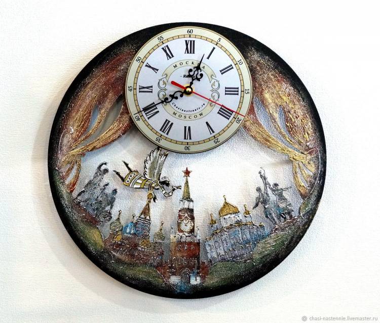 Часы Москва необычные настенные часы ручной работы русский сувенир в интернет