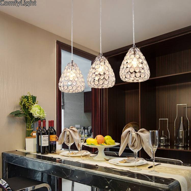 Хрустальный подвесной светильник в скандинавском стиле, светодиодный светильник для дома, бара, кухни, спальни, прикроватной гостиной, дизайнерского ателье, подвесной светильни