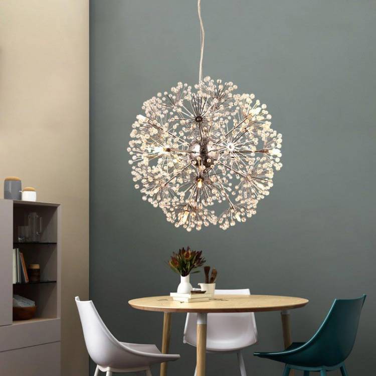 Роскошный хрустальный светодиодный подвесной светильник, светильник в виде одуванчика, современный светильник для гостиной, столовой, кухни, домашнего декора, светильник из металл