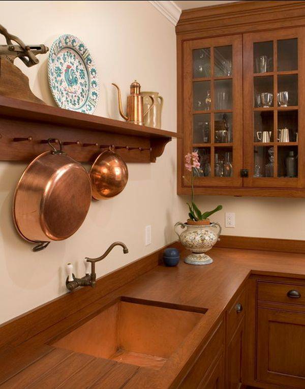 Столешница, раковина и другие элементы из меди в дизайне вашей кухни, у меди фантастическая теплопроводность
