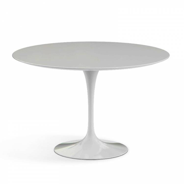 Белый круглый обеденный стол на одной ножке для современной кухни