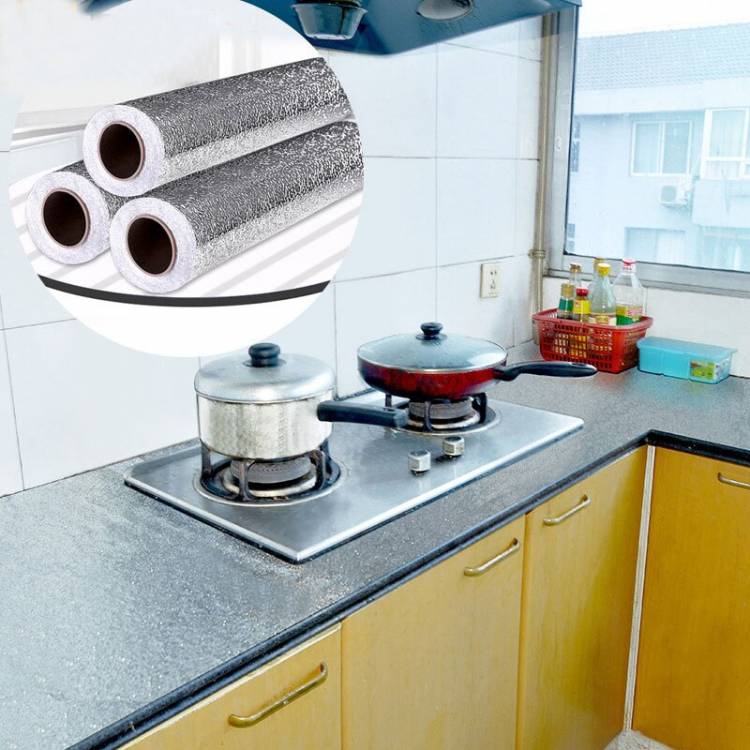 Маслостойкая самоклеящаяся алюминиевая фольга для кухонной плиты, стикер s, устойчивый к загрязнениям, устойчивый к высоким температурам, клеящийся, наклейка на стену