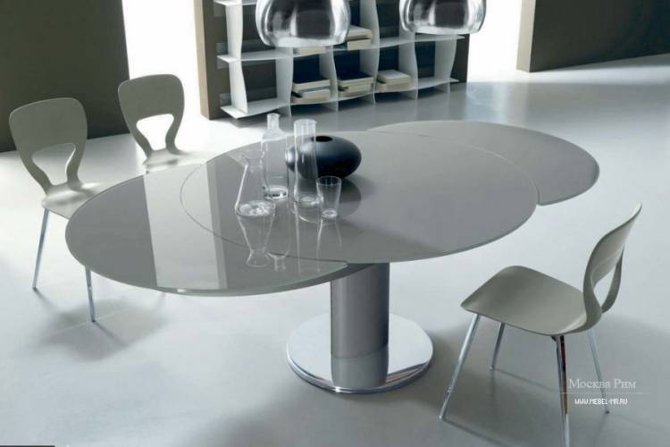 Стол обеденный раздвижной на каркасе из алюминия со стеклянной столешницей Galileo, Bontempi Casa