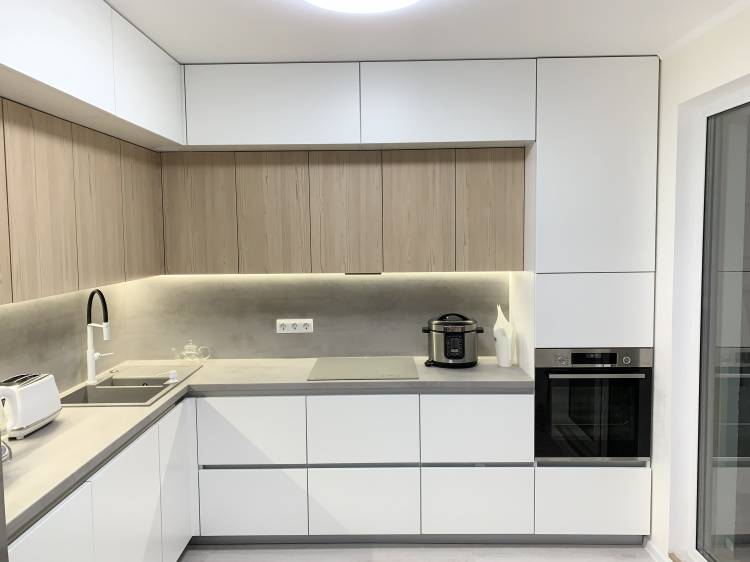 White kitchen with wood