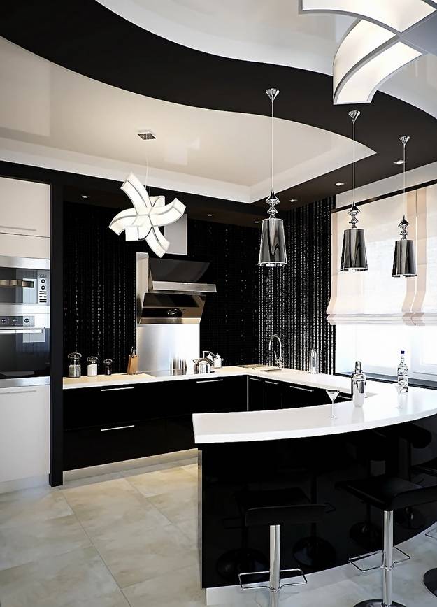 Дизайн кухни в черно белых тонах: 84+ идей дизайна