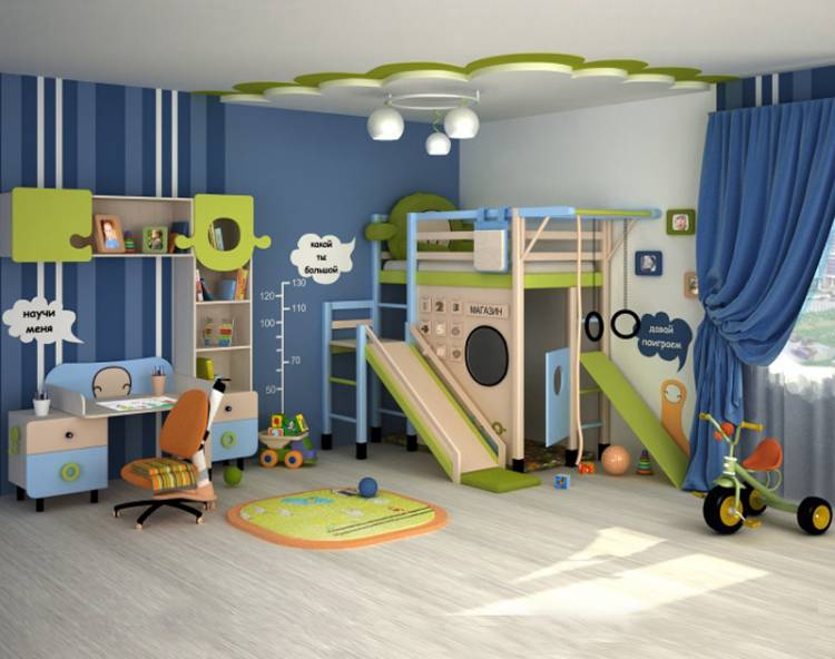 Функциональный интерьер детской комнаты для мальчиков
