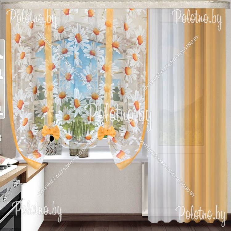 Современные шторы в кухню для балконной двери в каталоге polotno