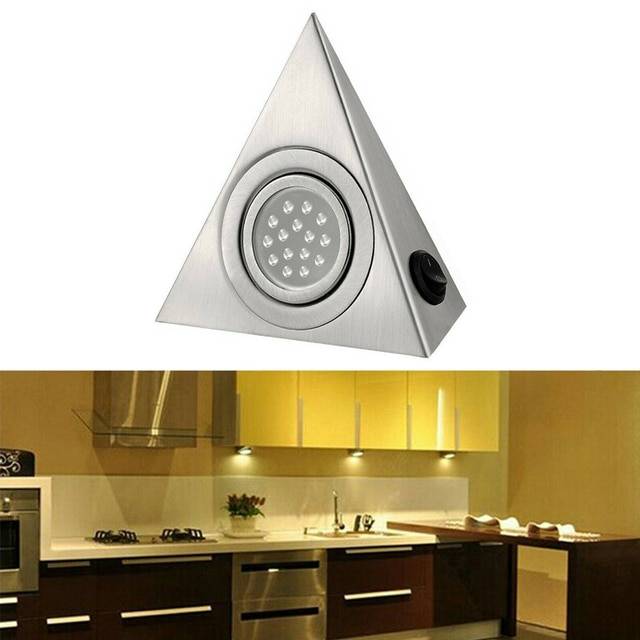 Светодиодный комплект для кухонного шкафа, треугольные фары из нержавеющей стали