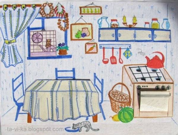 Кухня рисунок детский
