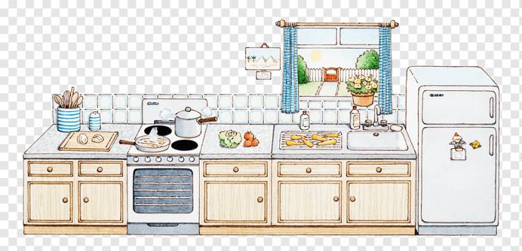 Кухонная утварь Рисунок Бытовая техника Иллюстрация, Мультфильм кухня, разное, мультипликационный персонаж, кухня png