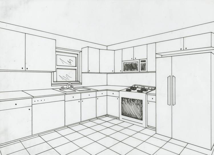 Легкий рисунок кухни