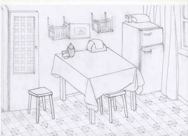 Рисунки кухни карандашом