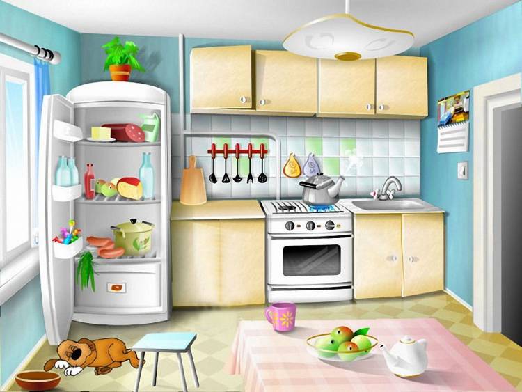 Рисунок кухни детский