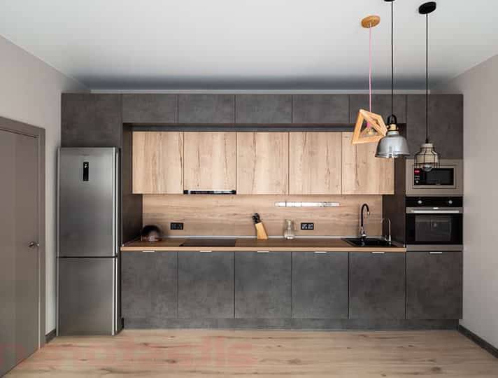 Фасад кухни под бетон: 88 фото в интерьере