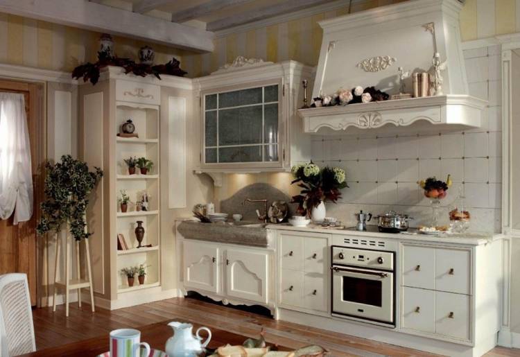 Дизайн интерьера кухни в светлом белом цвет
